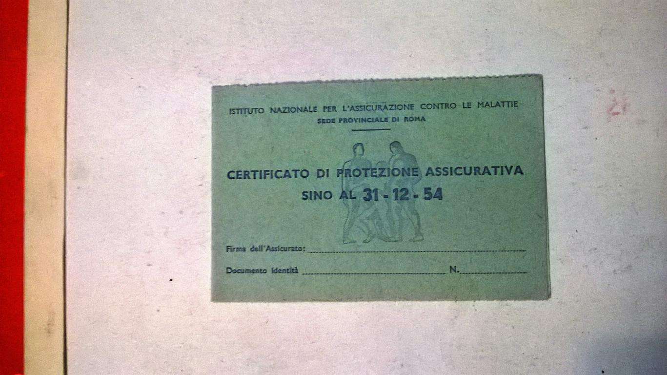 Cartaria Certificato di Protezione Assicurativa anni '50 